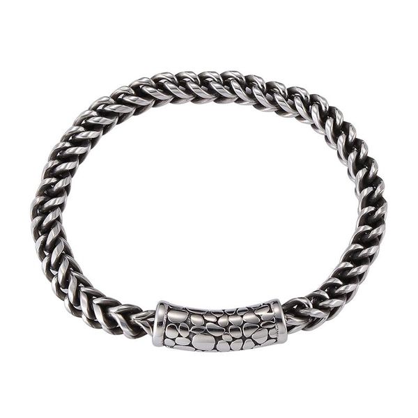 

link, chain punk men's bracelet stainless steel cuban link bracelets silver color fashion male wristband jewelry wholesale gs0053, Black