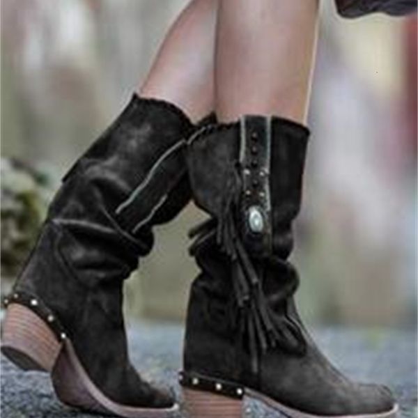 

boots tassel women's high-heeled, Black