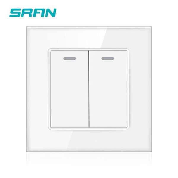 

smart home control sran uk standard 2gang 1way rocker switch,250v 16a wall switch for household power supply crystal tempered glass 86mm*86m