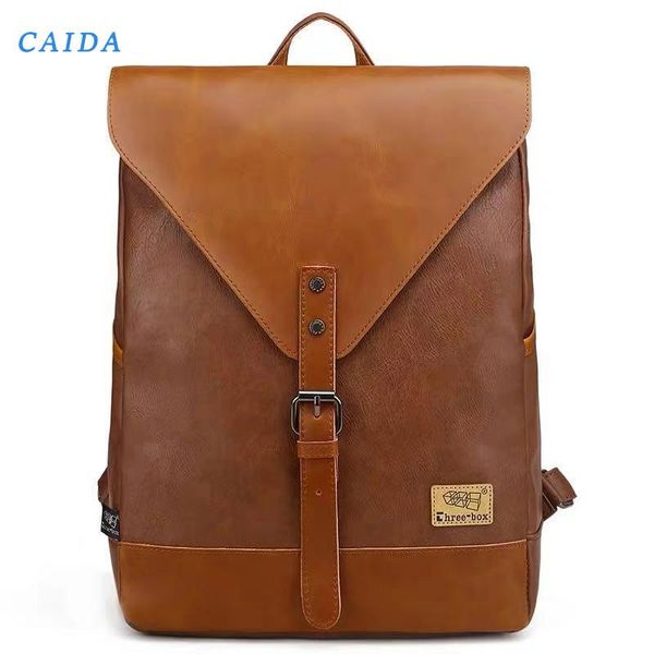 

backpack caida fashion for women and men travel mochilas student pu leather bag large lapshopping 2021