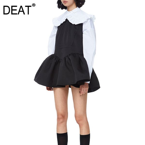 

women black folds ball gown bud pullover dress peper pan neck long sleeve loose fit fashion tide summer 7d0797 210421, Black;gray