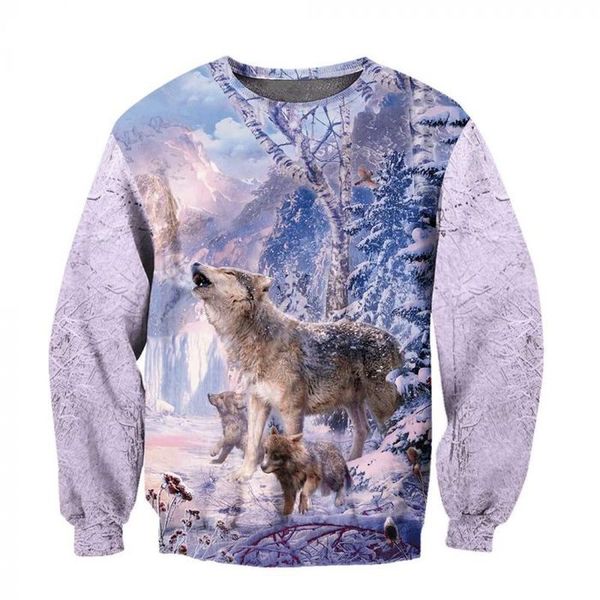 

couple sweater colorful wolf head print pattern mens 3d printed hoodies visual impact party punk goth round neck sweatshirt hoodie, Black
