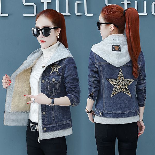 

women's jackets denim winter veet long sleeve basic jeans jacket womens loose casual coat female outwear plus size 6h0n, Black;brown