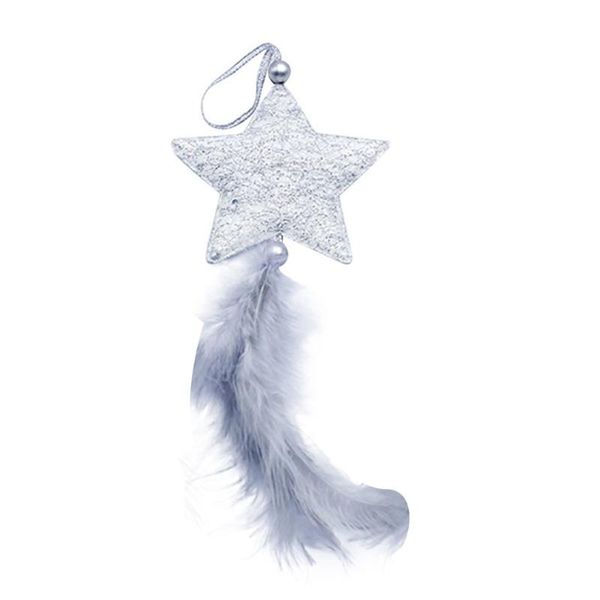 

christmas ornaments five-pointed star love feather pendant tree hanging for home ornament decorative objects & figurines
