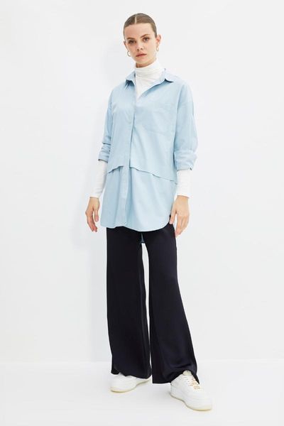 

women's pants & capris trendyol shirt collar tunic tctaw22uk0027, Black;white
