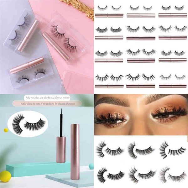 

fake eyelashes 1 pair magnetic eyelashes 3d mink false eyeliner waterproof long lasting tweezer kit 18 styles 220226