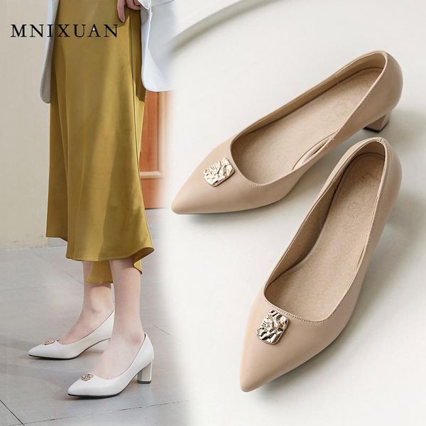 

dress shoes mnixuan classics women high heel plus size pumps 2021 spring slip on metal black block heels pointed toe office