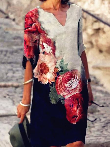 

casual dresses women 2021 loose spring vintage ruffles bedress large big printed summer boho party elegant plus sizes, Black;gray