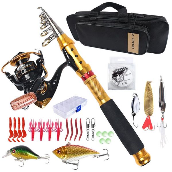 

lixada fishing rod and reel combo carbon fiber with set lures carrier bag