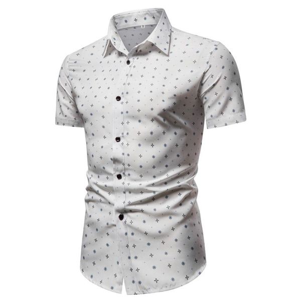 

men's casual shirts summer men streetwear star print shirt for short sleeve hawaiian beach slim fit button up blouse chemise homme, White;black