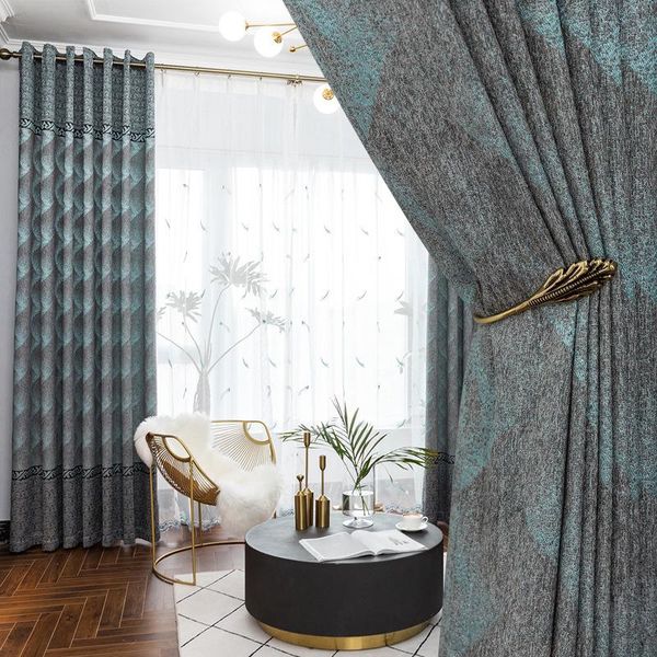 

simple chinese jacquard curtains imitation cashmere chenille for living room bedroom curtain & drapes