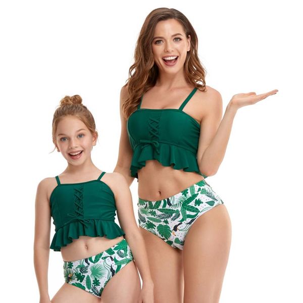 

swimwear women two pieces swimsuits beach wear girls children high waist push up bikini holiday swimming suits j2105 one-piece