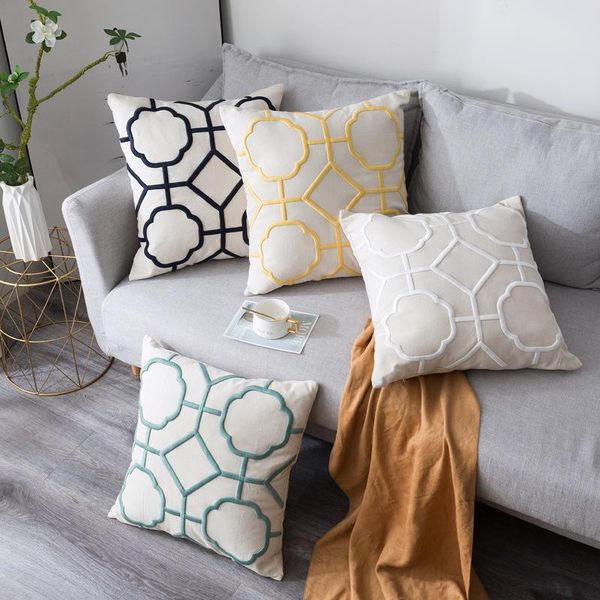 

cushion/decorative pillow geometric cushion cover 50x50cm embroidered lumbar pillowcase square decorative covers sofa living room decor drop