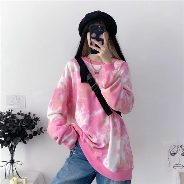 

women's jackets clothing autumn and winter products fashion tie-dye hooded long-sleeved sweater loose casual harajuku hoodies q3ce, Black;brown