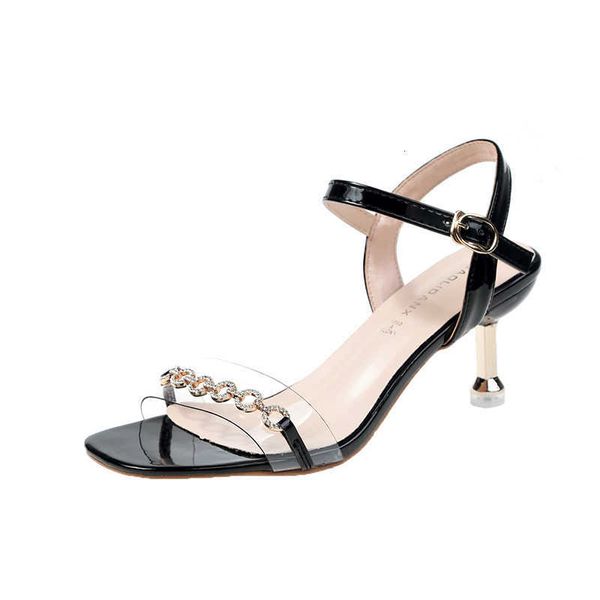 

slippers pvc jelly crystal sandals open chain high leaping women discount transparent leap shoe shoes qmtl, Black