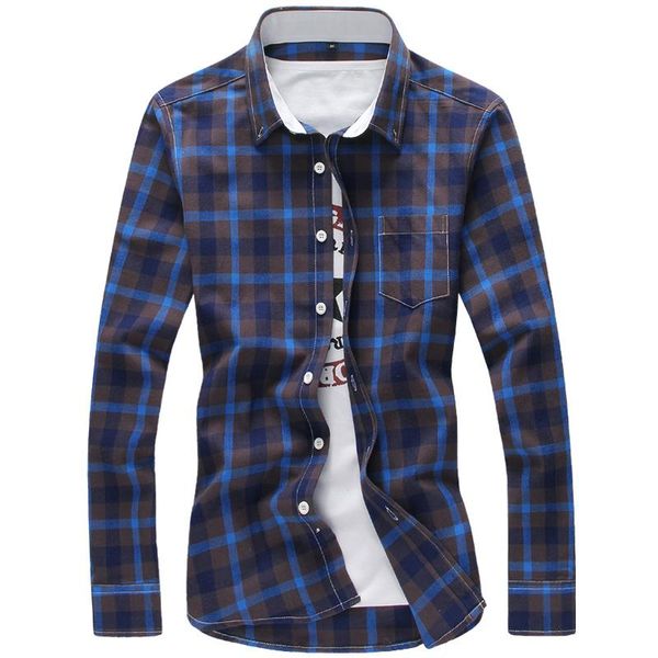 

men's casual shirts 5xl plaid men checkered shirt brand 2021 fashion button down long sleeve plus size mens dress, White;black