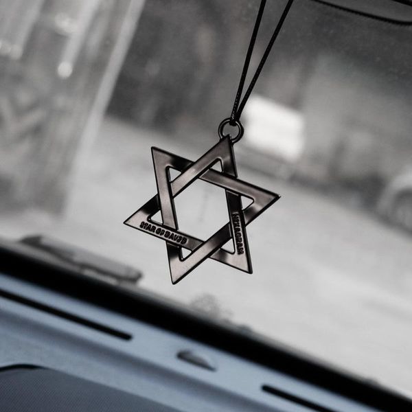 

interior decorations car ornament six pointed star ins lover rearview mirror hanging pendant creativity trend zinc alloy sanskrit chain deco
