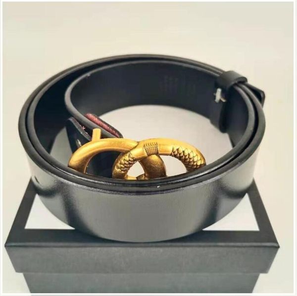 

men and women leather snakesskin belt word leisure smooth buckle belts width 3.8 cm cattle waistband box delivery, Black;brown