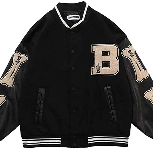 Mode Stilvolle Britische Jacken 2021 Hip Hop Streetwear Baseball Jacke Mantel Buchstabe B Knochen Stickerei Bomber College Jacke # f4 X0710