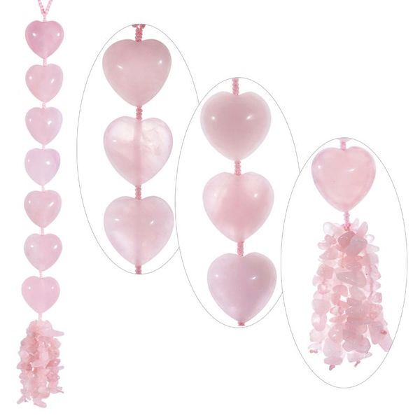 

jewelry pouches, bags tumbeelluwa love heart shape crystal stone wind chimes reiki rose quartz window hanging ornaments home decoration room, Pink;blue