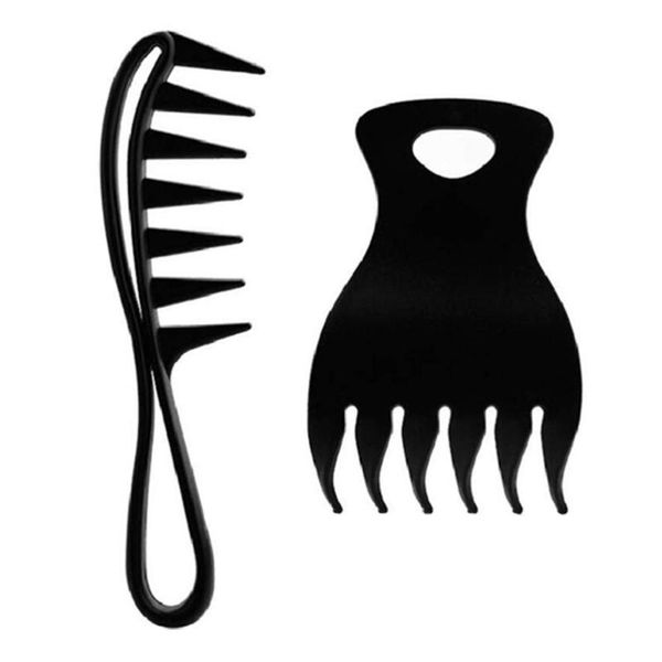 

hair brushes 2pcs styling wide tooth hairdressing combs men retro oil slick comb, Silver