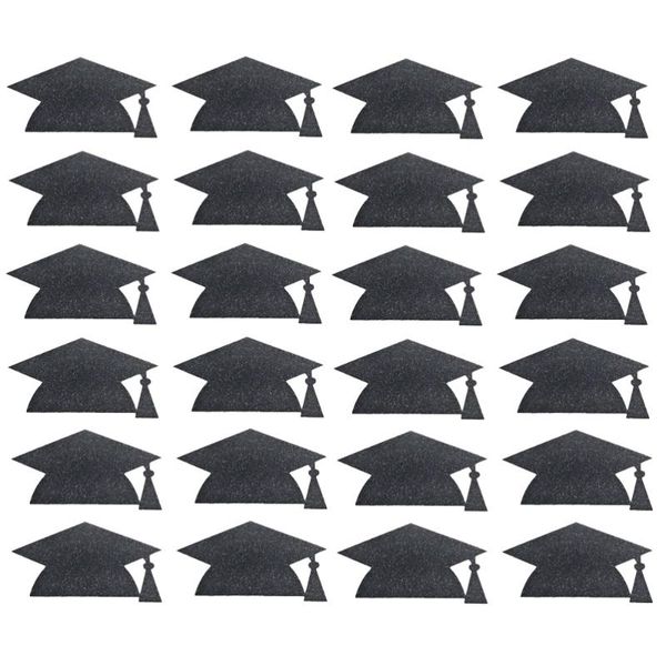 

24pcs graduation cap shape stickers water cup cake adhesive (black) gift wrap