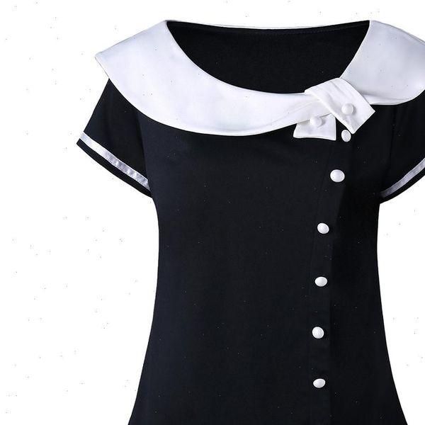 

plus size navy style women shirt o neck short sleeve button casual ladies fashion summer shirts blusas mujer, White