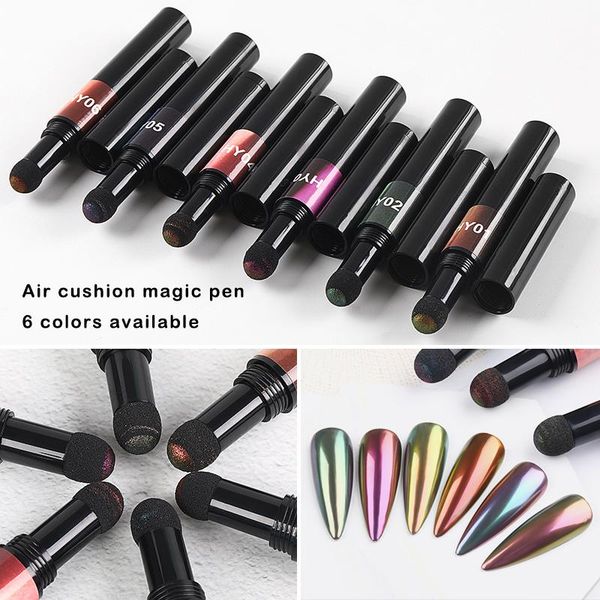 

nail glitter art magic mirror pen powder air cushion holographic laser solid chrome pigments uv gel manicure chalk tool, Silver;gold