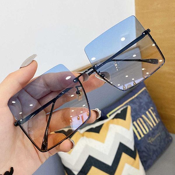 

sunglasses fingerprint oversized random square blue gray sunglasses for women brand large frame gradient female uv400 shades tea, White;black