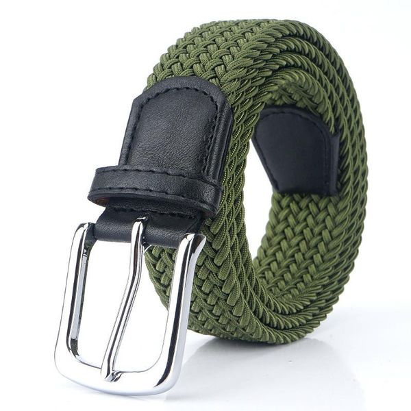 

belts for men metal pin buckle belt male casual canvas waistband fashion elastic braided jeans, Black;brown
