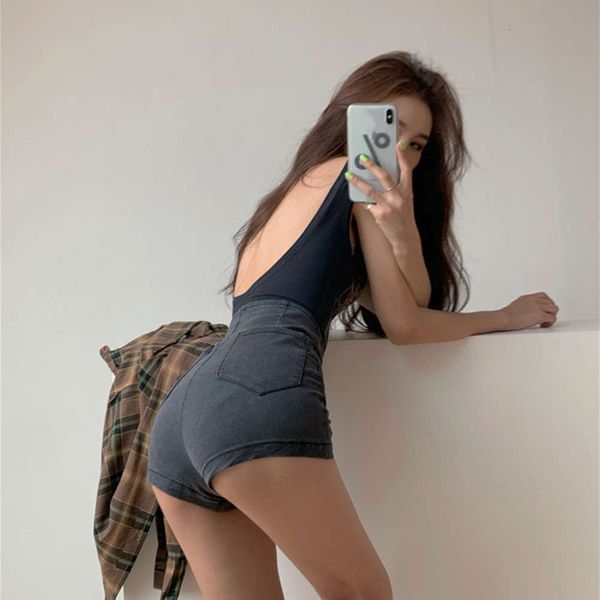 

shorts summer tight pants high waist, Blue