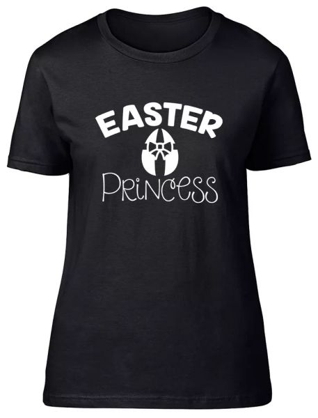 

Easter Princess Fitted Womens Ladies T Shirt, White;black