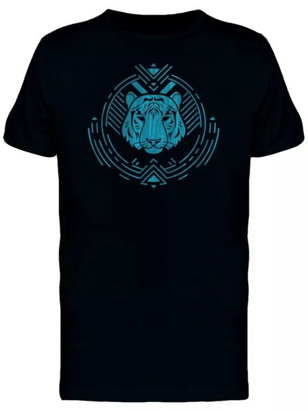 

linear tiger head men's tee -image by shutterstock, White;black