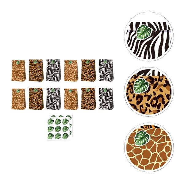 

gift wrap 12pcs jungle theme goodie bags paper party favor with 2 sheets decals