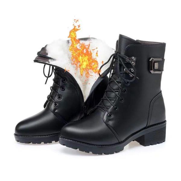 

boots ankle women winter 2021 wool warm non-slip ladies' large size 41 42 43 snow women's, Black