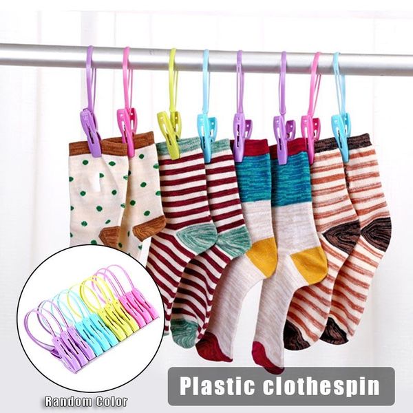 

hangers & racks plastic clothespin wind drying sock clip entrainment ring lanyard multifunctional household accessories js22