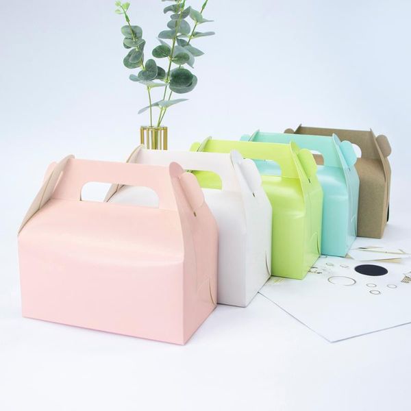 

gift wrap 10pcs /kraft box cake west point white dessert brown pink green packaging paper cup wedding party portable carton