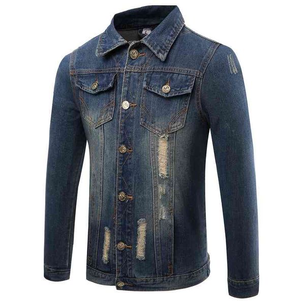

2020 plus size clothes denim hollowed out jacket men's j6818, Black