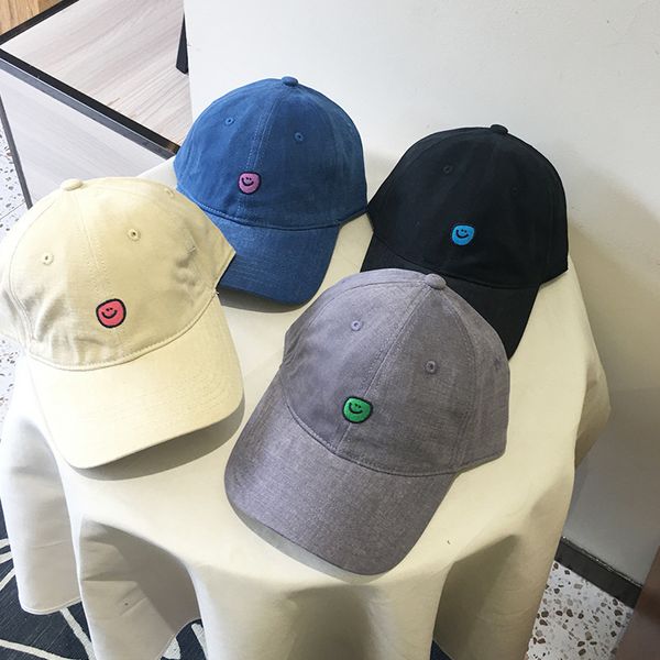 

cap new autumn smiling face cap female korean leisure student outdoor net red cute baseball cap, Blue;gray