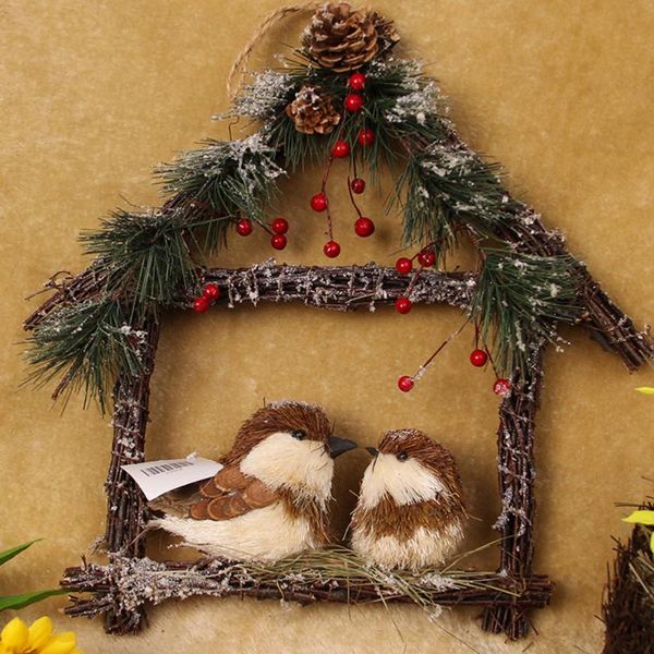 

decorative flowers & wreaths bird hanging basket garland birch branches artificial plants straw ornaments home decor 6 inches burlap pine co