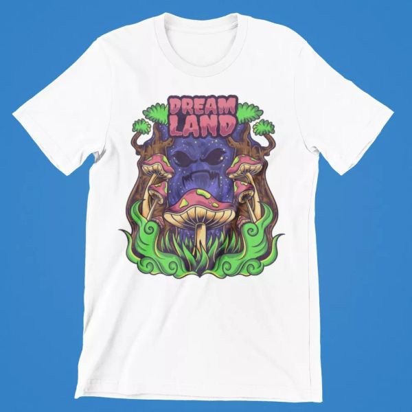 

Magic Mushrooms T-Shirt Tee Retro Movie Japan Psychedelic trip Dream Land, White;black