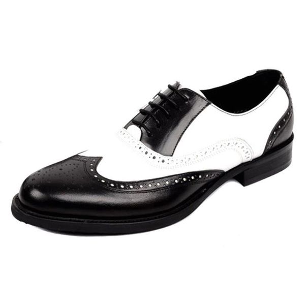 

dress shoes men genuine leather oxford casual formal luxury wingtip brougues da19, Black