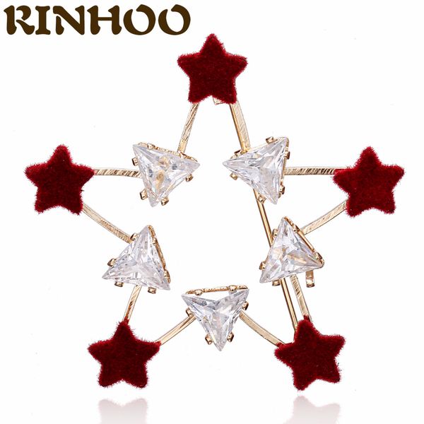 

new design red flannel five-pointed star brooches for women men crystal pentagram pins victory day badge jewelry giftsdio chan contact, Gray