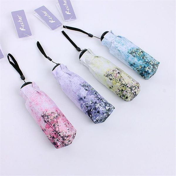

umbrellas small folding umbrella rain women flower gift parasol mini pocket girls anti-uv waterproof portable travel