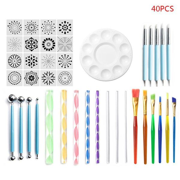 

craft tools 41pcs/set mandala dotting for diy painting rock pen stencil template brush x7yd