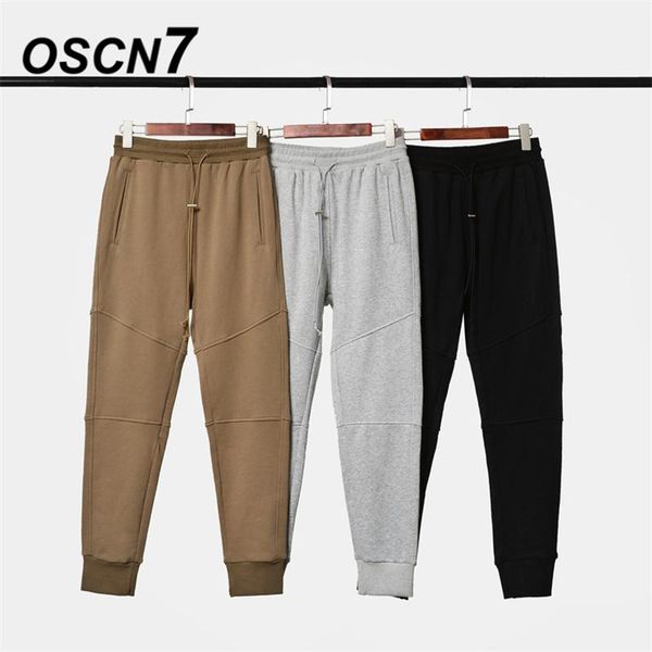 

men's pants oscn7 loose stripe leisure sweatpants men 2021 fall fashion streetwear casual high street mens women trousers 9621, Black