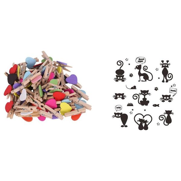 

decorative objects & figurines 100pcs love heart pegs po paper clip wedding decor craft (mixed) 1 pcs cartoon cat light switch phone wall st