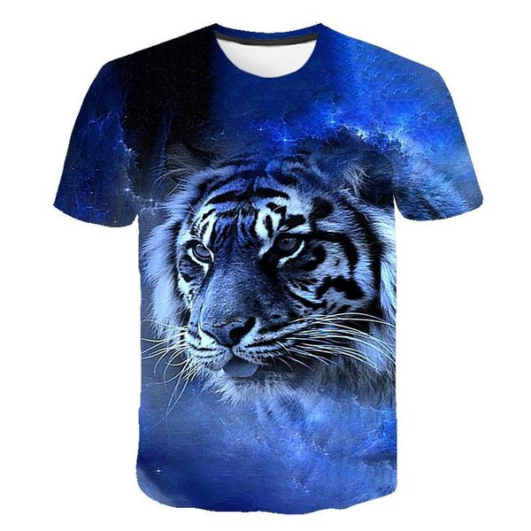 

men's t-shirts brand 2021 animal / tiger anime short-sleeved round neck t-shirt 3d printed pattern hip-hop personality summer top, White;black