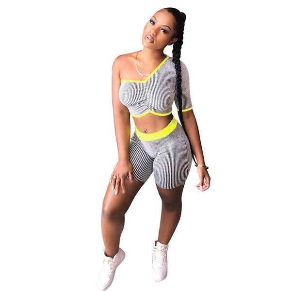

women's summer sports suit casual stripe print blouse + shorts street style two-piece set two piece dress, White