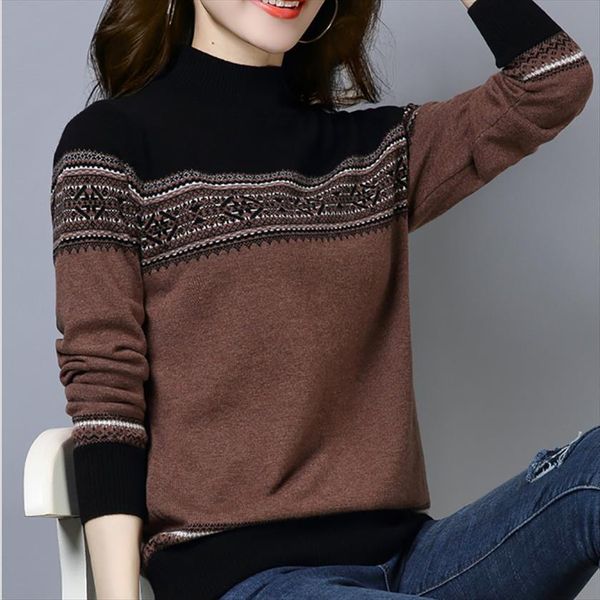 

autumn winter vintage women turtleneck sweater jersey mujer invierno long sleeve ladies pullover elastic pull femme, White;black